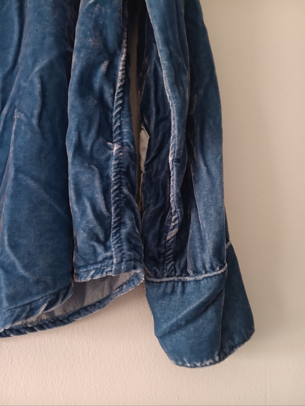 CP Shades Blue Silk Blend Velvet Romy Button Down Boho Drapey Shirt XS - Picture 4 of 7